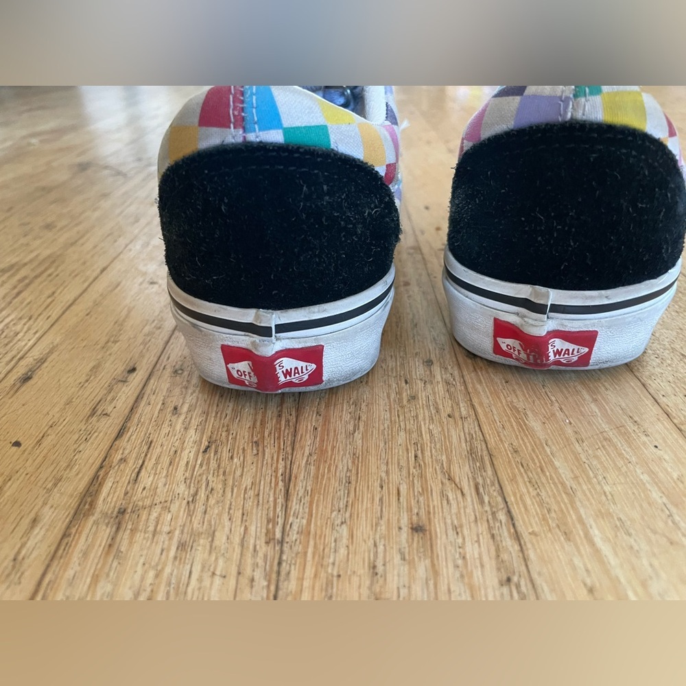 Rainbow check lace up vans with suede accents - Picture 7 of 9